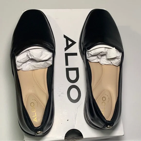 NEW ALDO Women's Slip on Black Genuine Leather Loafers Size 6 Flats Shoes - Picture 8 of 14